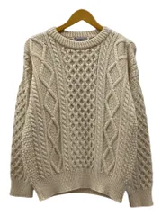 古着 80s 90s ビンテージ aran knit（アランニット） アイルランド製 ケーブル編 フィッシャーマンニット セーター S アイボリー クリーム メンズ/078