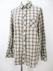 ドレスレイブ DRESSLAVE チェック柄 長袖 シャツ ブラウス 38 ベージュ ボタンのサムネイル