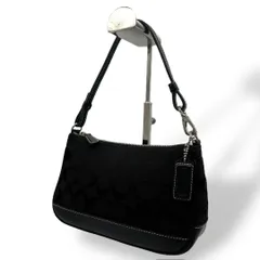 【美品】COACH コーチ アクセサリーバッグ　シグネチャー　6094 黒 coach コーチ シグネチャー 黒 アクセサリーポーチ 6094