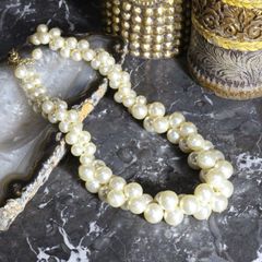 USA VINTAGE 3D PEARL CHAIN DESIGN NECKLACE/アメリカ古着立体パールチェーンデザインネックレス
