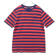 美品 RALPH LAUREN ラルフローレン ボーダー柄　ポニー 半袖 ラウンドネック Tシャツ XL レッド系 キッズ 古着