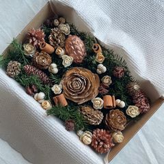 再販！ドライフラワー ドライ ナッツ 木の実 詰め合わせ セットˎˊ˗ クリスマス　クリスマスBOX  ゴールドクリスマス　ゴールド　カッパー　ナチュラルゴールド　ヒムロスギ　　　No.82
