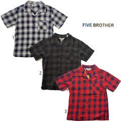 ファイブブラザー 半袖 チェックシャツ 開襟 オンブレチェック ネルシャツ オープンカラー ライトフランネル FIVE BROTHER 151801