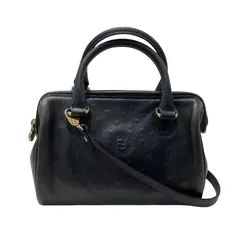 フェンディ FENDI レザー ミニ ボストン 2WAY バッグ ショルダー＆ハンドバッグ ブラック ヴィンテージ 【中古】KB-9972