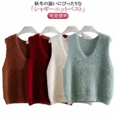 ニットベスト レディース 秋冬 ふんわり シャギーニット ベスト ニットベスト シャギー ベスト ニット Vネック レイヤード シャギーニットベスト ジレ トレンド トップス 毛足長め モヘア プルオ#itaiya5304