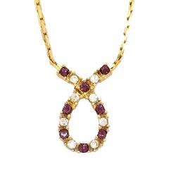 クリスチャンディオール Christian Dior ネックレス ゴールド ドロップモチーフ カラーストーン GP 訳あり【中古】
