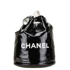 シャネル ノベルティ ブラック ホワイト パテントレザー レディース CHANEL【243-08589】