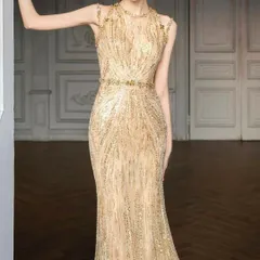 スパンコールにビジューがゴージャスなイブニングドレス?.?