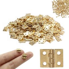 蝶番 ミニ蝶番 8*10mm 50個セット ネジ付き 4穴 木箱用のヒンジ ヒンジ 金具 ドア用金物 手作り パーツ 木工 家具補修 DIYミニチュア (金色)