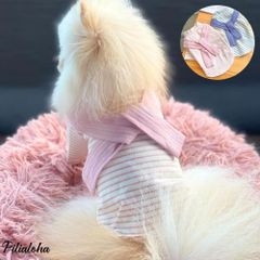 肩掛けボーダーカットソー 犬服 ペットウェア ボーダー ペットウェア ドッグファッション 小型犬
