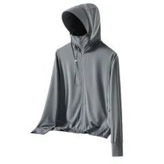 ☆ ダークグレー×メンズ ☆ Lサイズ ☆ パーカー長袖 ラッシュガード UVカット パーカー 長袖 ラッシュガード レディース ファスナー アウター メッシュ 通気性 冷感素材 紫外線対策 指穴 つば サンバイザー 体型カバー 薄手 紫外線カット 日焼け防止