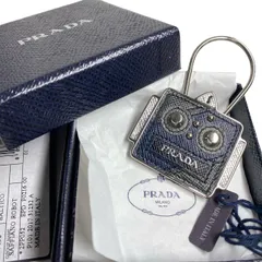 3101　PRADA プラダ　サフィアーノ レザー ロボット キーリング キーホルダー　美品