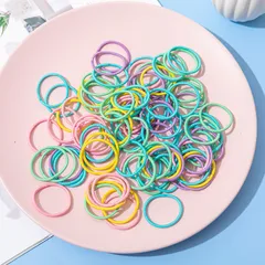 キッズヘアゴム　100本　直径約3cm 子供ゴム　カラフルリング　女の子髪ゴム