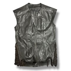 Rick Owens 14SS Side Lace Up Calf Leather Vest サイドレースアップカーフレザーベスト リックオウエンス RO14S4753-LBW ブラック 42 90492A6