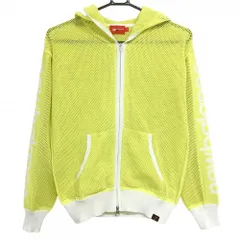 【美品】ニューバランスゴルフ メッシュパーカー イエロー×白 袖ロゴ ブルゾン レディース 1(M) ゴルフウェア New Balance