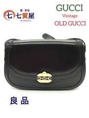 【希少・ヴィンテージ】GUCCI グッチ オールドグッチ ヴィンテージ ブラック×ゴールド金具 ホースビット レザー ショルダーバッグ