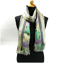 エトロ レーヨン他 ストール 長方形 グリーン×マルチカラー 中古 Aランク