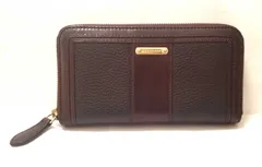 バーバリー 長財布 ラウンドファスナー レザー ブラウン ダークブラウン チェック メンズ レディース BURBERRY 茶色