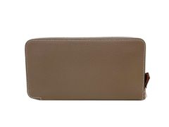 【新品同様品】HERMES エルメスアザップ ロング シルクイン ヴォーエプソン×シルク エトゥープ×ブルーデュノール シルバー金具 U刻印 中古 長財布 ラウンドファスナー レディース 女性用 ブランド 新型 本革 レザー カーフ グレー レア プレゼント