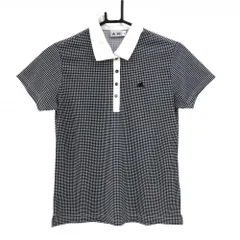 ★値下げ★【超美品】アディダス 半袖ポロシャツ 白×ネイビー 千鳥格子 レディース L/G ゴルフウェア adidas