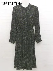 ◇ LOWRYS FARM ローリーズファーム 総柄 バンドカラー 長袖 ロング ワンピース サイズF ブラック レディース 【中古】 【1103260003558】