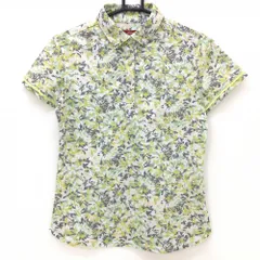 【超美品】キャロウェイ レッドレーベル 半袖ポロシャツ 白×ライトグリーン 花柄 ラインストーンロゴ レディース M ゴルフウェア Callaway