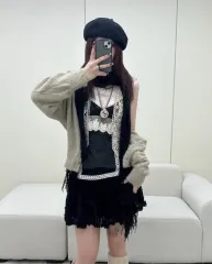 ヴィンテージ セットアップを設定 (ナシ 2 ショートパンツ かぎ針編みカーディガン (ニットカーディガン)