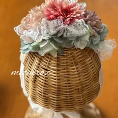 ガーリー フラワー 犬 ペット ベビー 花冠 チョーカー カチューシャ ヘアアクセサリー ピンクガーベラ レース 記念撮影 記念日 フォト アーティフィシャルフラワー コスプレ ロリータ