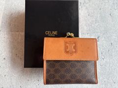 CELINE フラップトリオンフ型押し マカダム柄 がま口財布 箱付き