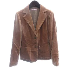 レッセパッセ LAISSE PASSE テーラードジャケット シングル ベルベット ステッチ 総裏地 F キャメル 茶 ブラウン /AUのサムネイル