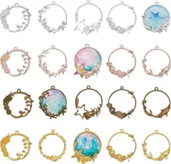 OLYCRAFT 20個 レジン枠 海洋風 マリンモチーフ 空枠 レジンフレームセット 5種類 4色( ピンクゴールド＆ゴールド＆シルバー＆銅色)