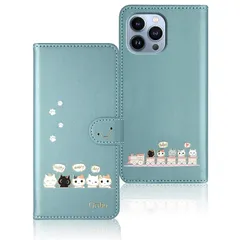 Qribo iPhone 13 Pro ケース 手帳型 アイホン13 Pro ケース iPhone 13pro ケース シンプルなのに可愛いデザイン エンボス加工猫柄 うれしい気持ち 6.1インチ対応 いphone13 pro スマホケース iPhone1