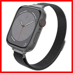 【送料無料 】 38mm/40mm/41mm_ブラック コンパチブル Apple Watch バンド レディース スリム 細身 ミラネーゼループ マグネット 3