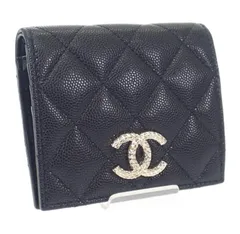 【中古Aランク】シャネル CHANEL マトラッセ コンパクトウォレット AP4248B1821294305 二つ折り財布 キャビアスキン ブラック ゴールド金具 レディース 小物