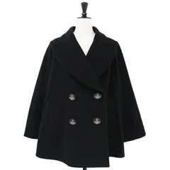 vivienne westwood RED LABEL ヴィヴィアン ウエストウッド レッドレーベル コート ブラック 黒 サイズ:00(XS) ウール メルトン Aライン ピーコート / ダブル ミドル丈 テーラードカラー オーブボタン 日本製のサムネイル