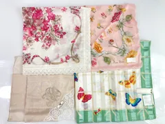 未使用　ニナリッチ　NINA RICCI　スカーフ　ハンカチ　4枚セット　シルク　綿　花柄　蝶柄　送料無料