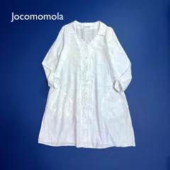 cj11a 希少 Jocomomola 襟付き ロングワンピース　刺繍　総柄 人物　モチーフ　花柄　薄手 ホコモモラ