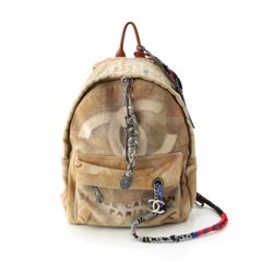 シャネル 14SS マトラッセ ロゴ ココマーク グラフィティ リュック デイパック バックパック カラビナ付き A92352 ベージュ マルチカラー【中古】