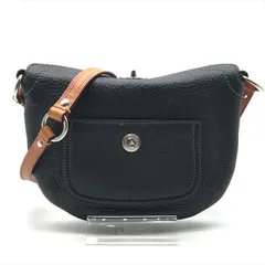 良品 COACH コーチ オールドコーチ ターンロック金具 レザー ショルダー バッグ 斜め掛け ライトブラック キャメル レディース h503