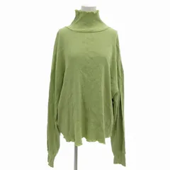 ミスティック mystic リブニット カットソー ハイネック サムホール 長袖 F 黄緑 ライトグリーン /FT