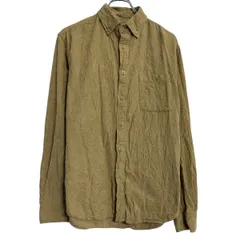 MERONA 長袖 無地シャツ M ベージュ メローナ ボタンダウン 胸ポケット コーデュロイ コーデュロイシャツ 古着卸 アメリカ仕入 a701-5619