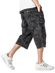 [LLHfashion] メンズ カーゴパンツ 作業着ズボン ロングパンツ 7分丈 ハーフパンツ ゆったり 大きいサイズ 多機能 アウトドア 登山 ミリタリー 迷彩 ズボン ワークパンツ