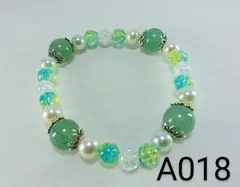 天然石＆ビーズ ブレスレット(グリーン)【A018】