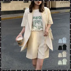 半袖ジャケット ショートパンツ セット夏レディース 薄手テーラードジャケット 春夏ライトアウター ハーフパンツ セットアップ 韓国アンサンブル 大人カジュアル2点セットおしゃれ オフィスカジュアル 通勤通学着やせ夏服