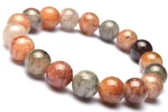 【１点物】地層模様◇マルチカラー ガーデンクォーツ　11.5mm　ブレスレット パワーストーン 天然石 _M9567