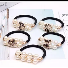 かわいい  パール  ヘアゴム  5個