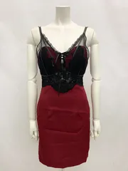 1444 ROBE de FLEURS Glossy ローブドフルールグロッシー キャバクラ ドレス ストラップレザー レース 刺繍 タイト ミニ シースルー キャバドレス M