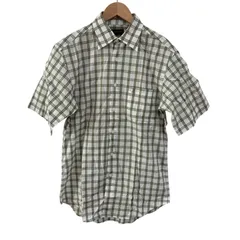 Z1291 LANVIN collection ランバンコレクション　半袖シャツ　チェック柄　グリーン　メンズ　Mサイズ
