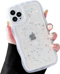 】カバー ウェーブ おしゃれ 韓国 TPU 可愛い グリッター 透明 クリア 薄型 軽量 耐衝撃 Maxケース 滑り止め スマホケース Pro ワイヤレス充電対応 ストラップホール付き アイフォン 15 15 Pro Max iPhone ケース 6.7インチ