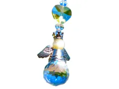 天使の サンキャッチャー ストラップ クリスタル キーホルダー(イエロー)